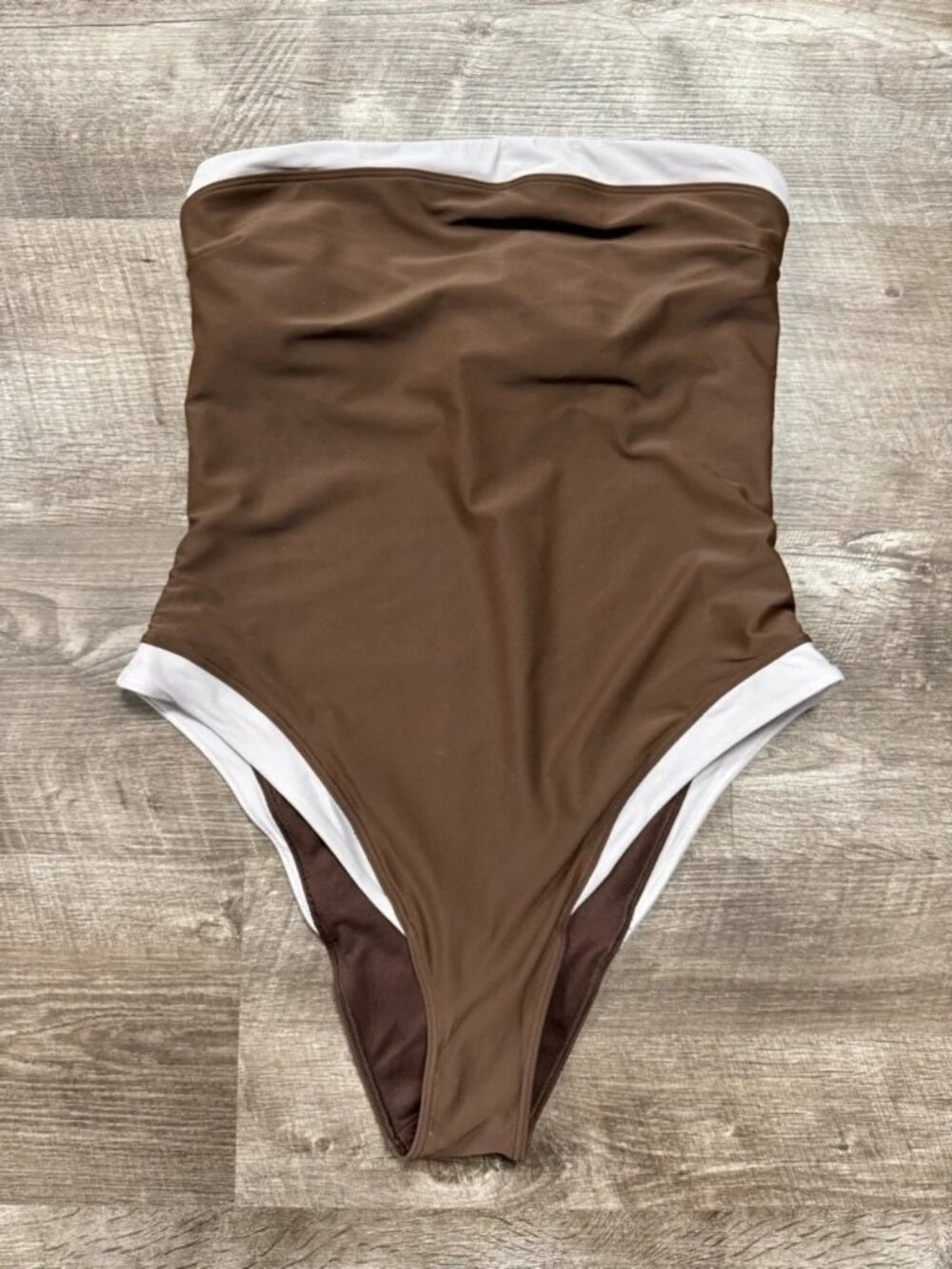 Abercrombie and Fitch Curve Love Marina One-piece swimsuit in Brown S Like New